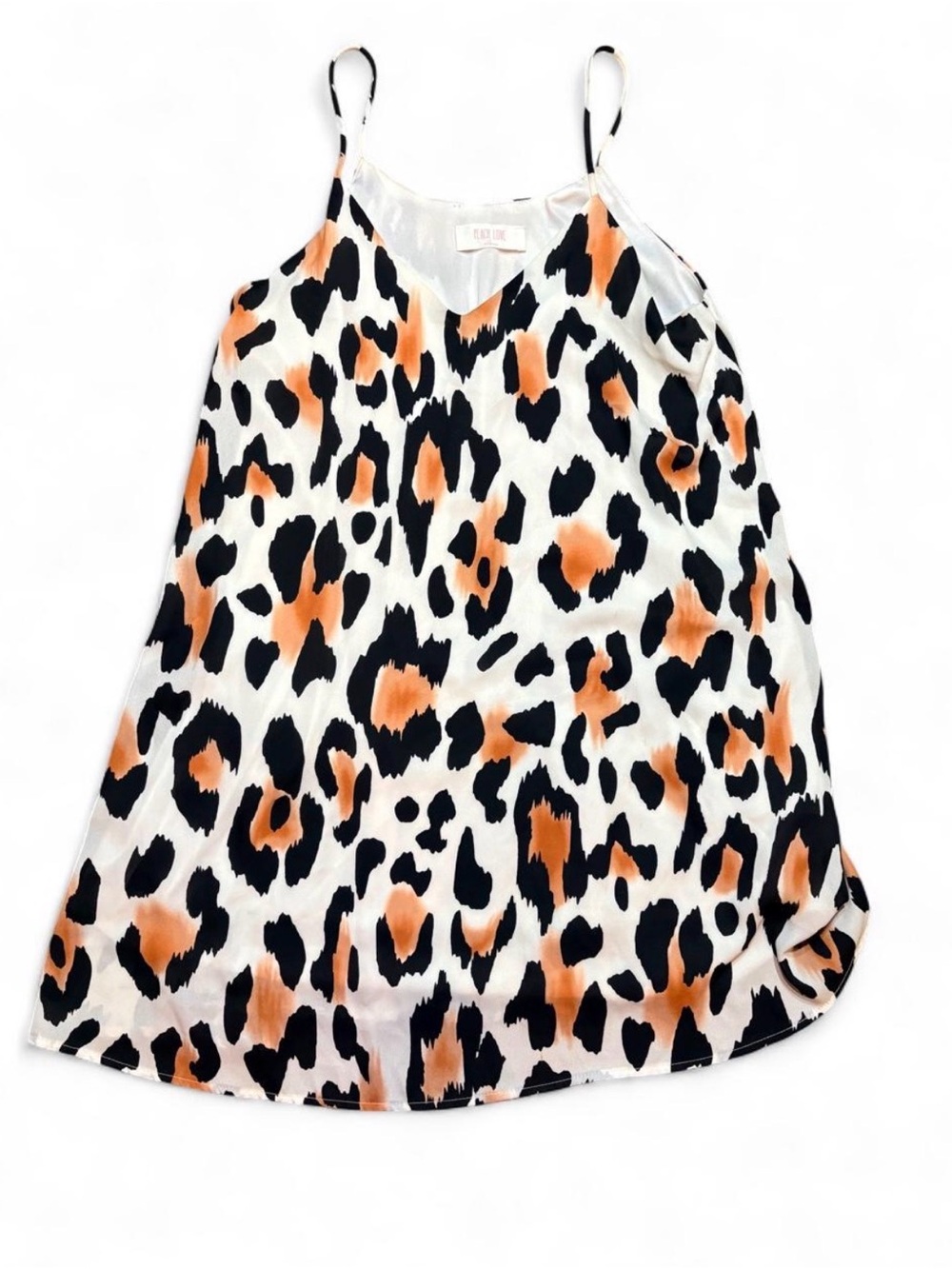 Peach Love California Leopard Print Slip Mini Dress Cami Small Orange Black